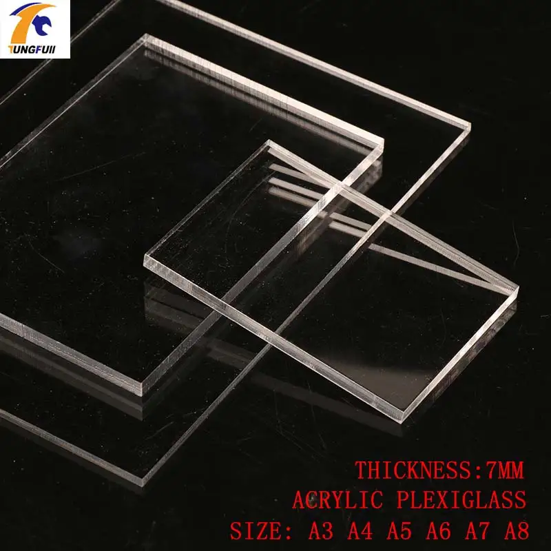 TUNGFULL 7mm Acrylic Sheet Cut Plastic Transparent Board Perspex Panel 6 Size For Shutter Hardware Woodworking Accessories