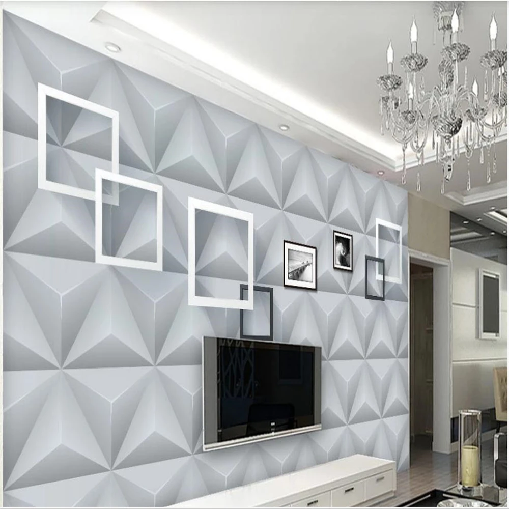 

Modern and simple three-dimensional triangle photo frame art wallpapers TV background wall modern wallpaper for living room