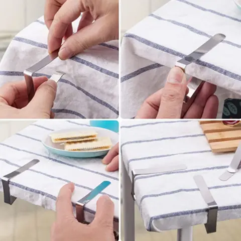 1/4pcs 스테인레스 스틸 식탁보 테이블 커버 클립 홀더 천으로 클램프 파티 캠핑 테이블 커버 클립 피크닉 용품