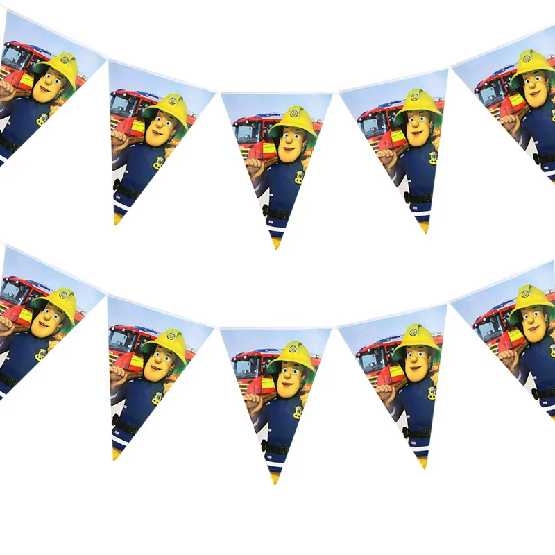 Fireman Sam Birthday Party Decorations Banner Fire Engine Fighter Theme Paper Cups Plates Favors boy Baby Shower party supplies