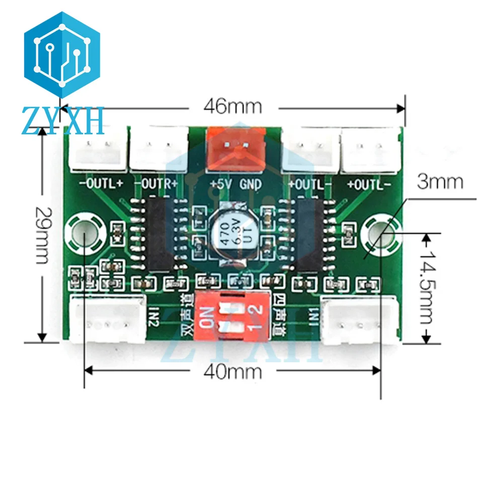 Mini XH-A156 PAM8403 плата цифрового аудиоусилителя постоянного тока 5 в 3 Вт * 4 4-канальный усилитель с кабелем для ноутбука, настольного динамика
