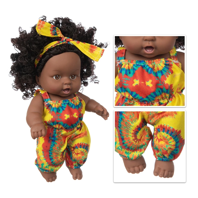 

Colorful New Baby African Dolls Pop Reborn Silico Bathrobre Vny 20cm Born Poupee Boneca Baby Soft Toy Girl Todder