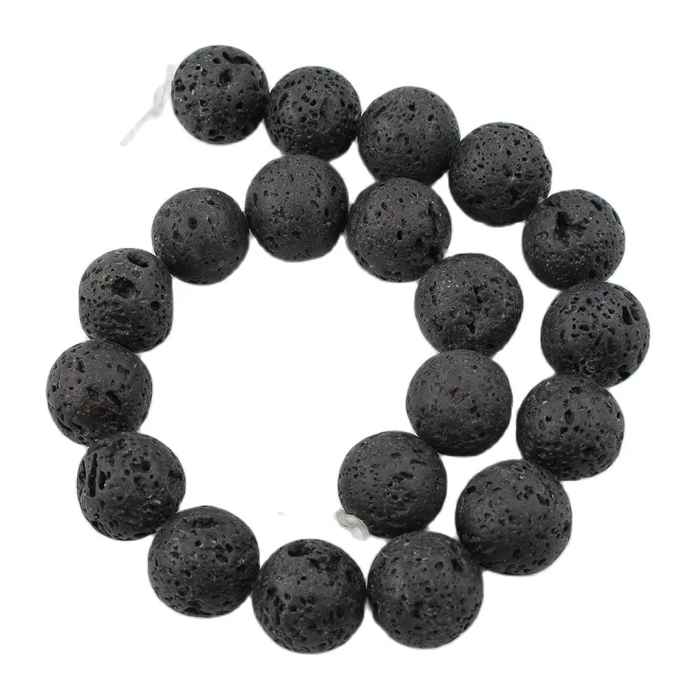 APDGG 20mm Natural Black Volcanic Lava Gems Stone Round Beads 16'' Strands For Necklace Jewelry Making DIY