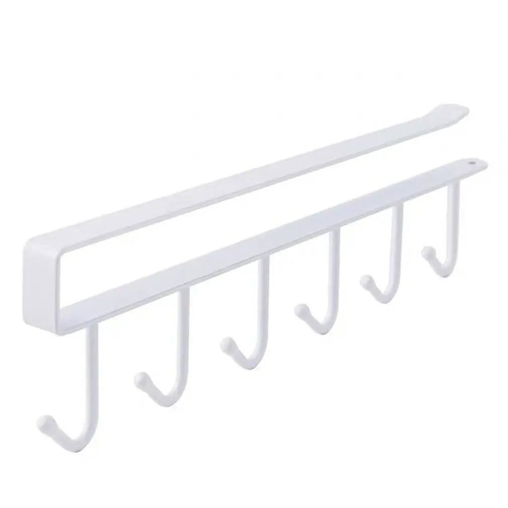 Storage Rack Multifunctional 6-row Hooks For Kitchen Seamless Wrought Iron Metal Kitchen Cabinet Hooks