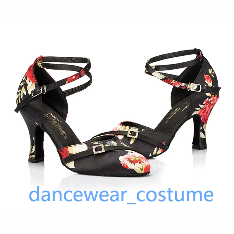 Vrouwen Meisjes Satijn Ballroom Latin Tango Jazz Moderne Salsa Suede Dansschoenen Professionele Gesloten Tenen Hoge Hakken Sandalen US5-9