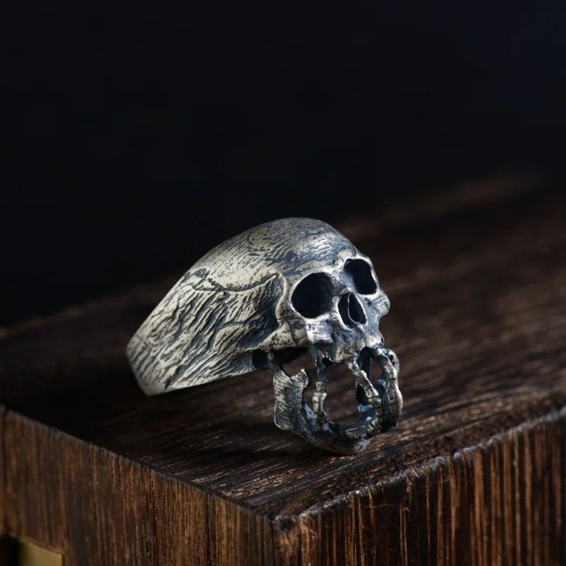 FNJ 925 Silver Ring for Men Jewelry 100% Original Pure S925 Sterling Silver Rings punk Skull