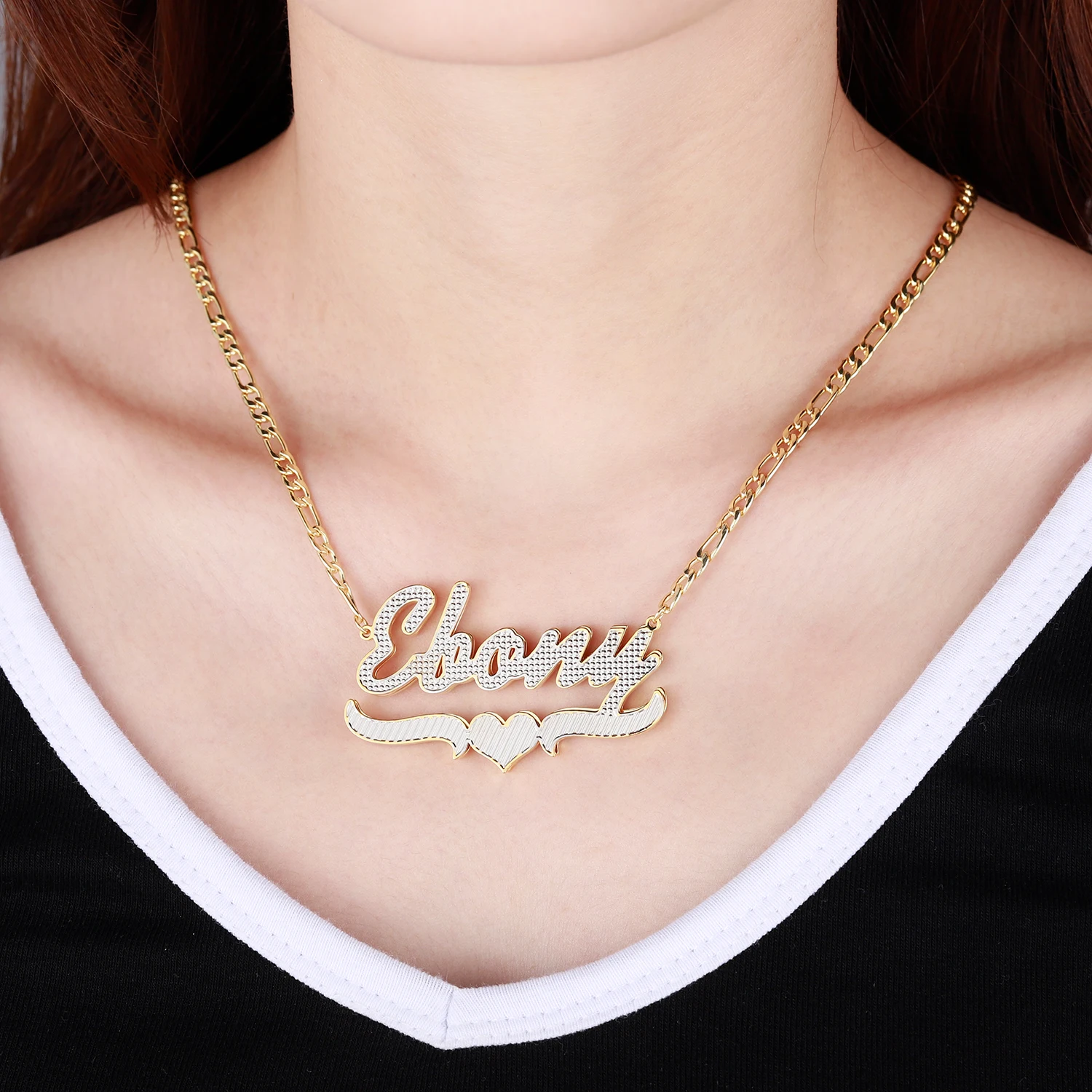 Customized  Name Necklace Double layer Plated Nameplate 3D Necklace Personalized Choker Charm Name Necklace Gifts For Women