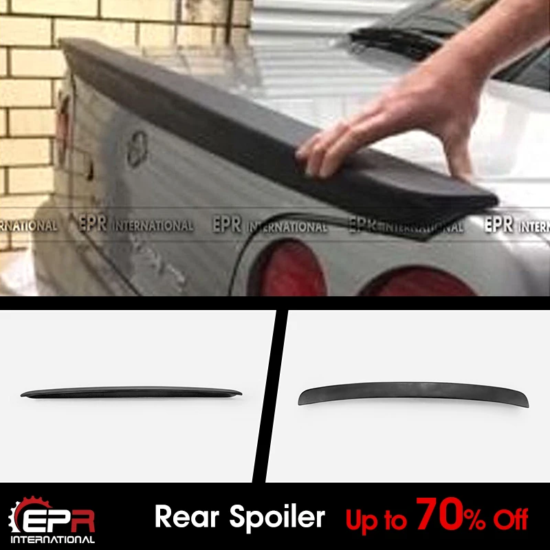 For Nissan Skyline R34 Origin Style FRP Fiberglass Unpainted Rear Wing Trunk Spoiler Exterior Body kits (4 Doors Only)