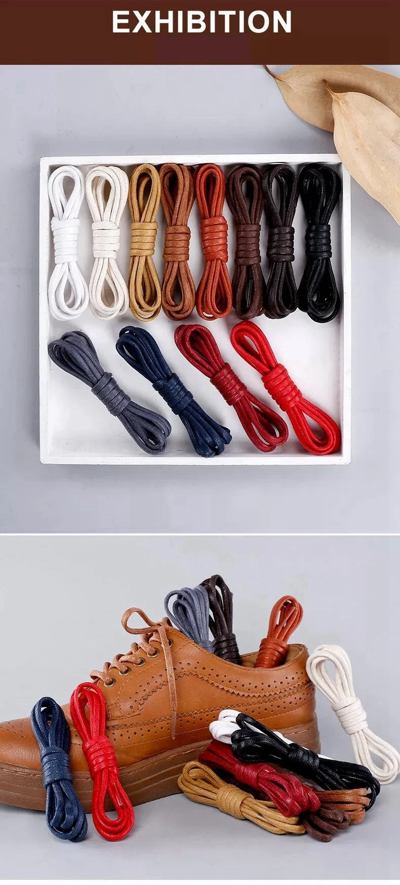 1 Paar Baumwoll-Schnürsenkel, gewachst, runde Oxford-Schnürsenkel, Schnürsenkel für Stiefel, wasserdichte Lederschnürsenkel, Schuhzubehör für Damen und Herren – Detail 6