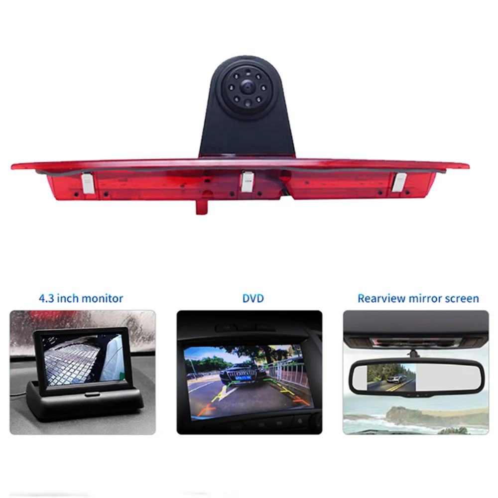 Car Brake LED Light Backup Camera For Ford Transit Van2015-2020 Parking Reverse Camera +7\'\'Monitor Night Vision Guide Line IR