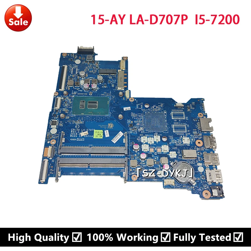 For HP Notebook 15-AY 15-AY172 Laptop Motherboard with i5-7200U LA-D707P 903792-601 903792-501 903792-001 906365-001 Mainboard