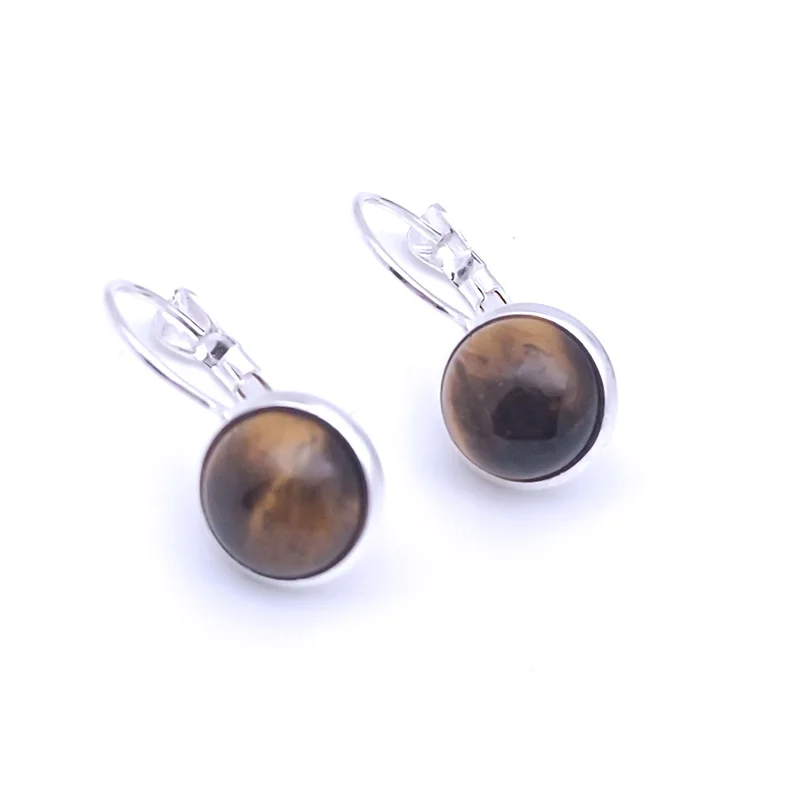 10MM 12mm Tiger Eye Stone Earrings Environmental Protection  Charms Earring for Women Fashion Jewelry