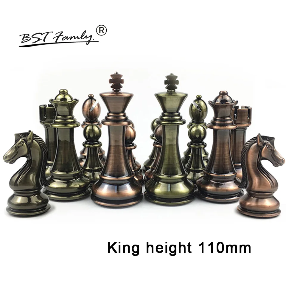 

BSTFAMLY Chess Set Kirsite Electroplating Technology Chess Piece High Grade King Height 110mm Chess Game Bright Chess Piece IA11