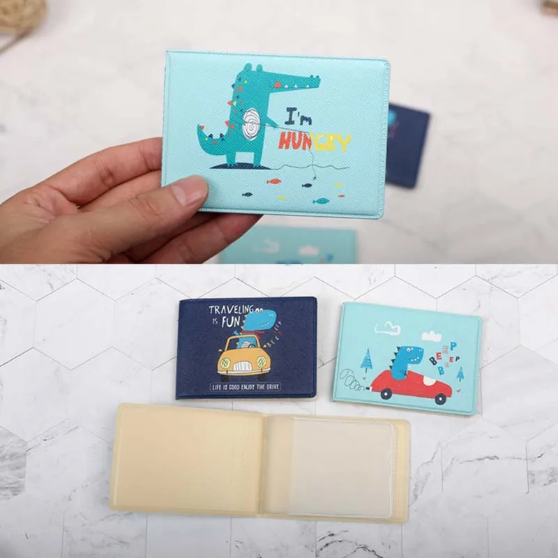 Cute Dinosaur Animals Women PU Driver License Holder Leather Cover Car Driving Cover Business ID Pass Wallet Case Card Holder