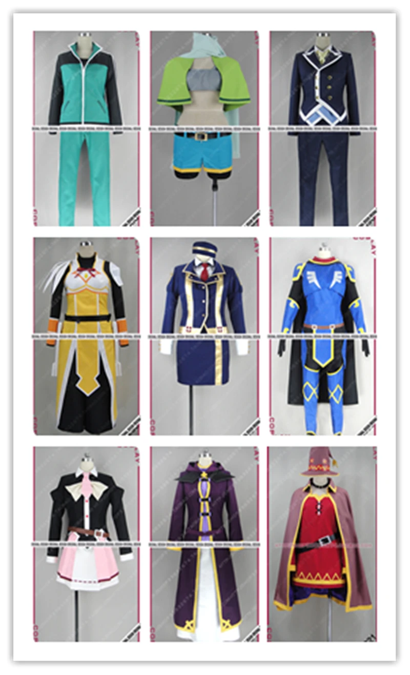 KonoSuba: God's Blessing on This Wonderful World! Aqua Kazuma Sato Wiz Wizu Characters Cosplay Costume,Customized Accepted