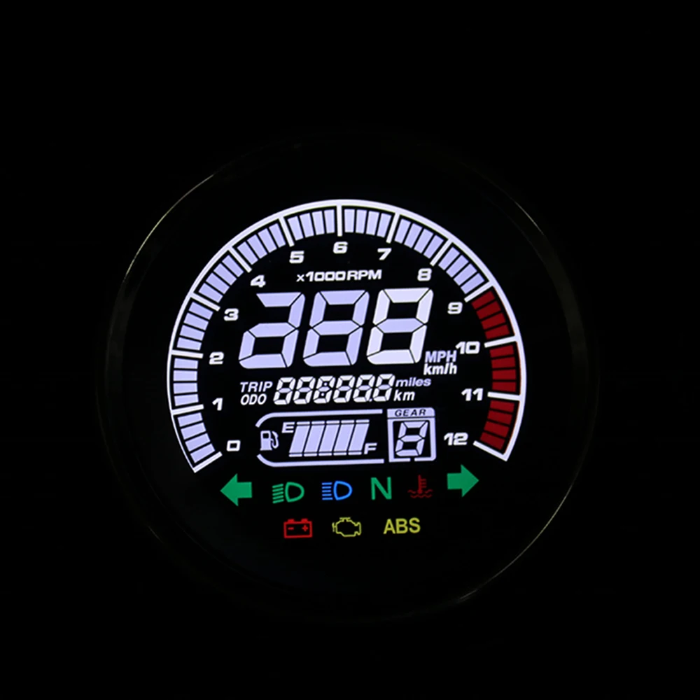 Motorcycle 12V LED Digital Odometer Speedometer Tachometer Moto LCD Instrument for Honda Yamaha Suzuki Cafe Racer Bobber Touring