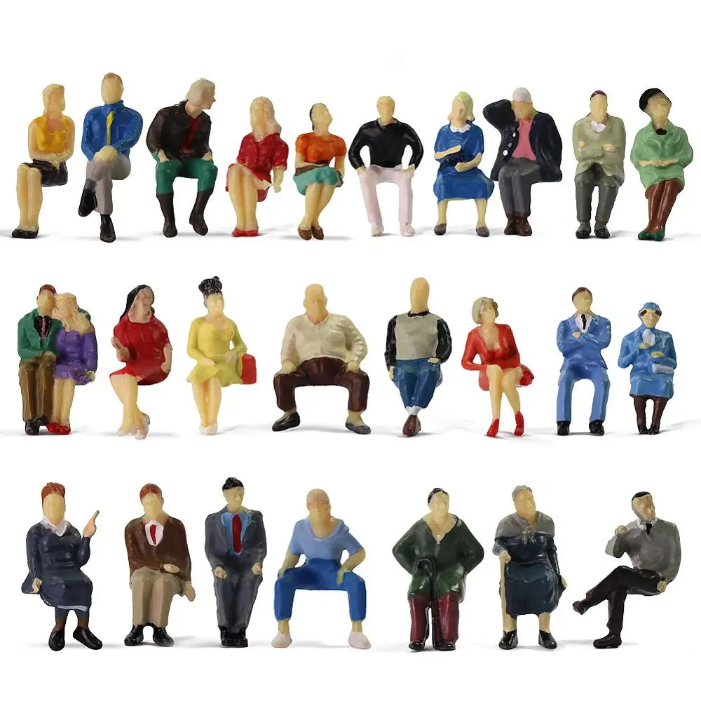 Evemodel 25 pezzi diversi Poses O scala dipinta seduta figura 1:43 persone sedute Parco Layout P4806