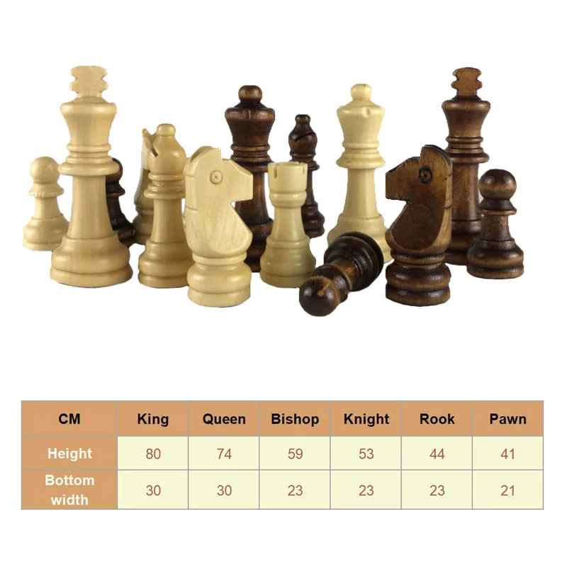 Luxury King Height  54/65/80/105mm Wooden Chess Game Chess Pieces Set Wooden Chess Set for Table Game Complete Chessmen