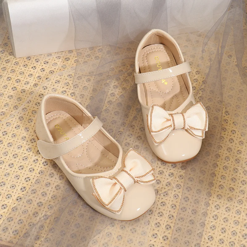 Princess Little Girl Leather Shoes Child Party Dress Shoes Spring 2021 Kids Fashion Bow School Elegant Shoes 2 3 5 7 9 11 Year