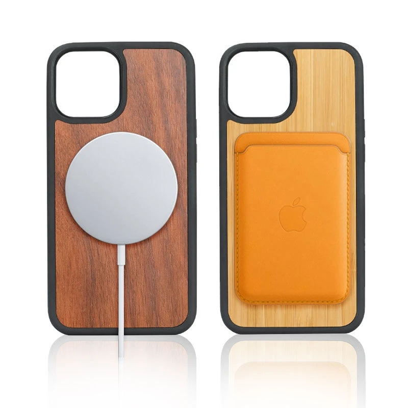 Magsafe Wood Case for iPhone 12 Pro Max 12Pro 12 Mini Real Wooden Shockproof Back Cover with SIM PIN Slot Magnetic Shell Funda