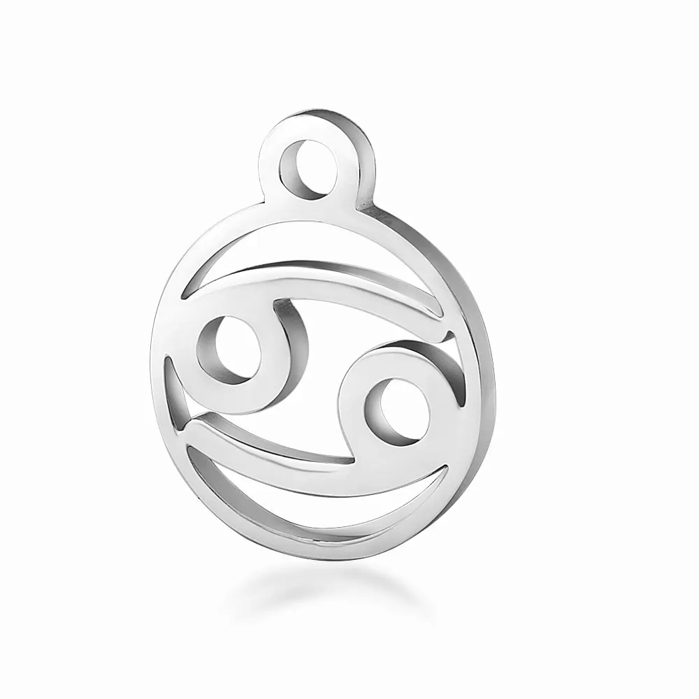 12pcs/lot Stainless Steel Laser Zodiac Sign Charms Steel Horoscope Icon DIY Metal for Bracelet Necklace Jewelry Making Tag