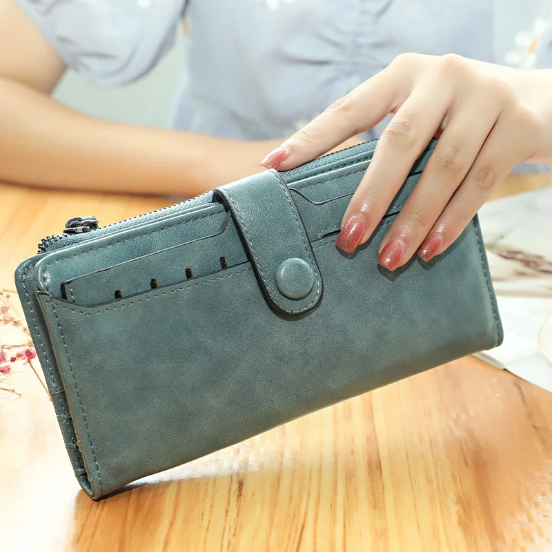 Baru Kulit Wanita Dompet Pengait Dompet Panjang Kapasitas Tinggi Dompet Wanita dengan Removable Kartu Pemegang Beberapa Slot Kartu Kopling