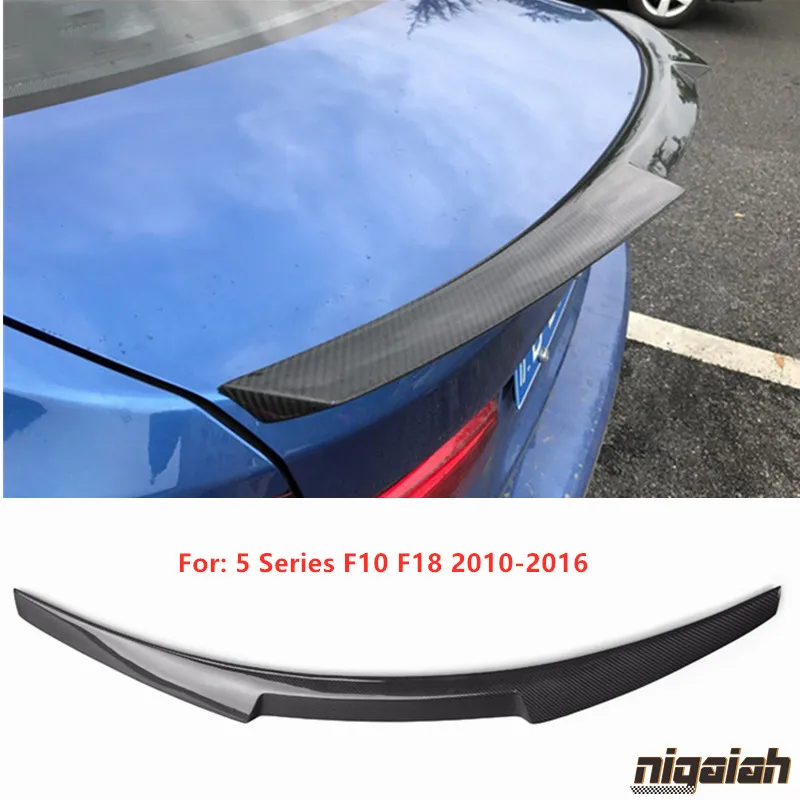 Carbon Fiber Rear Spoiler For BMW F10 5 Series 2010-2016 Glossy Black Rear Trunk Wing Lip M4 Style PSM Style Car Accessories