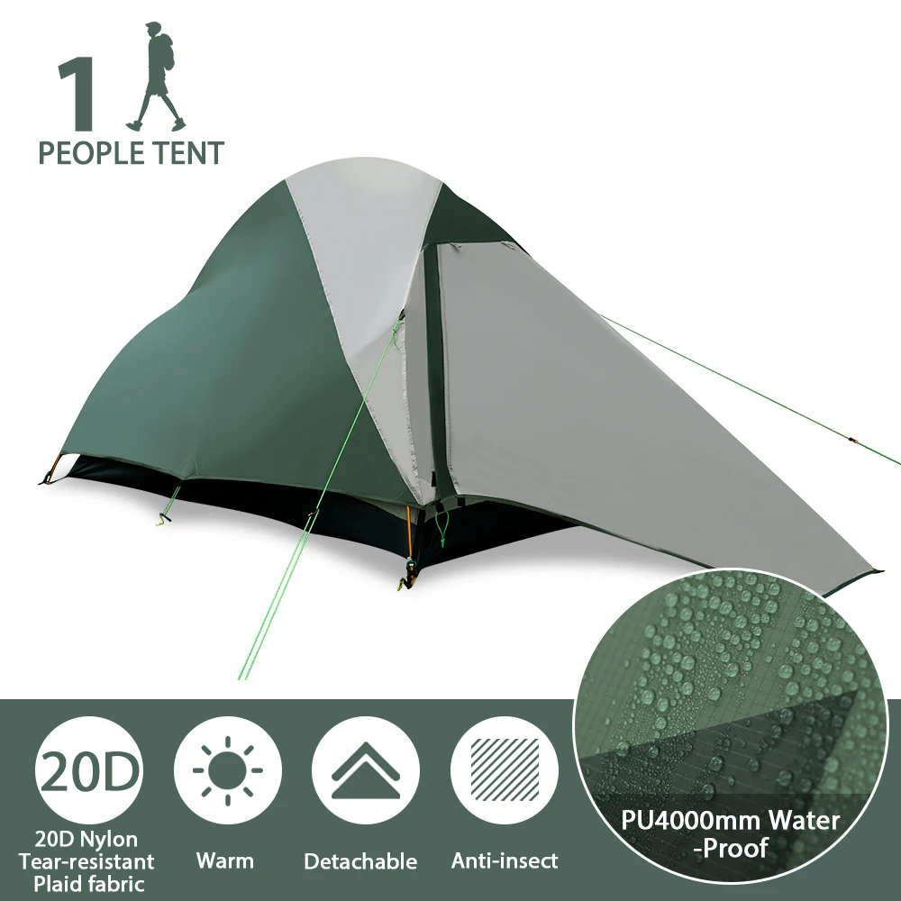 GEERTOP Ultralight Camping Tent 1 Person 3-4 Season Lightweight Waterproof Tents Easy Setup Free Standing Dome Tent for Outdoor