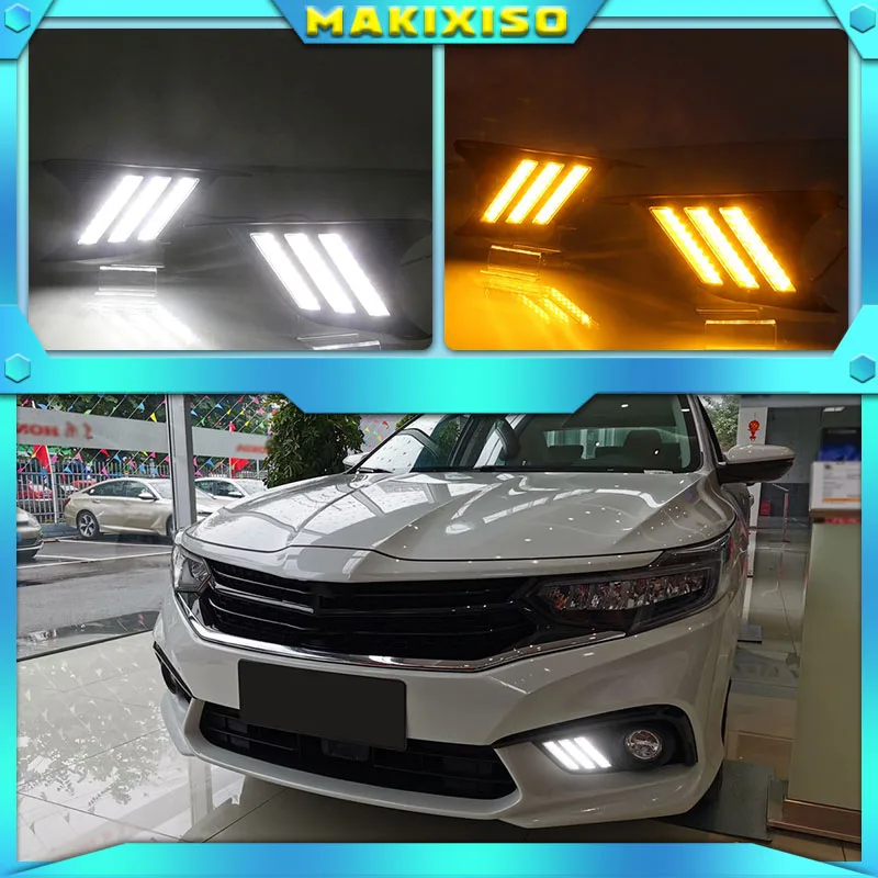 

2pcs For Honda ENVIX 2019 LED Daytime Driving Running Light DRL Car Fog Lamp 6000K White Turn Yellow Turn Blue Light