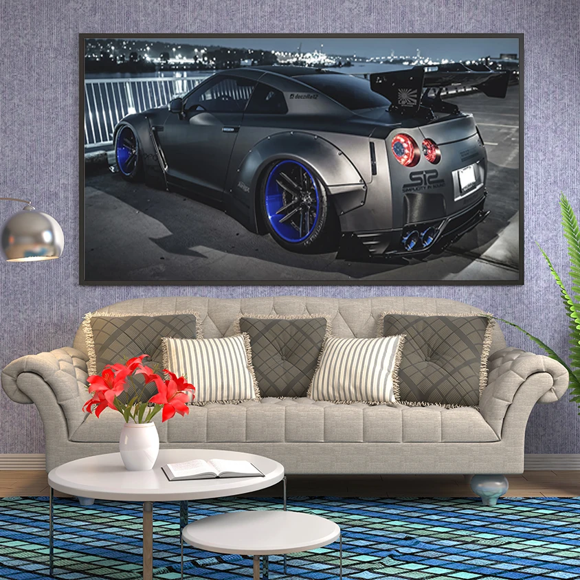 Classic Sports car Wall Art Canvas Painting 1 Pieces Nissan Skyline GTR Car Pictures Bedside Home Decor Posters Artwork HD Print