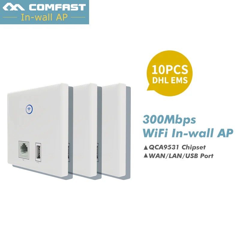 

10pcs Comfast 300Mbps Wi-Fi Wireless POE Supported in Wall AP for Hotel Embedded Access Point WiFi Wireless Router CF-E536N