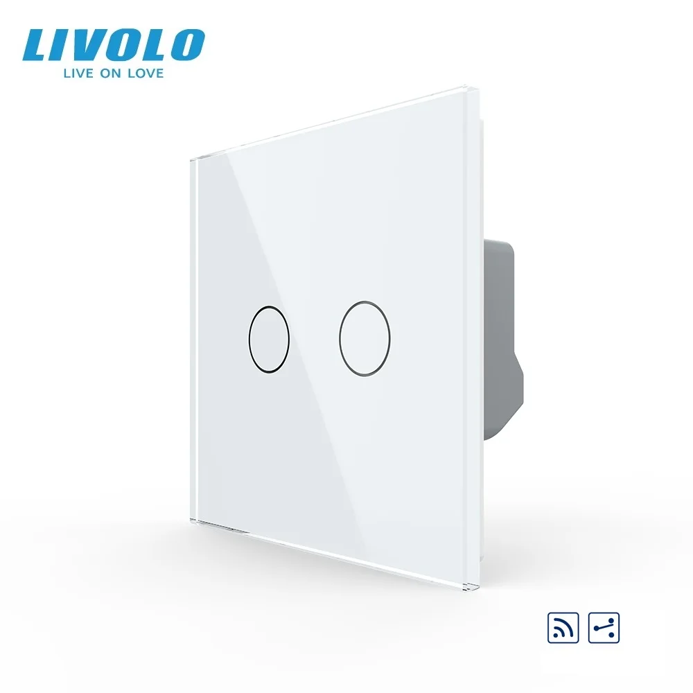 

Livolo EU Standard 2 Gang 2 Way Wall Touch Screen Cross Remote Pass Through Control Switch VL-C702SR