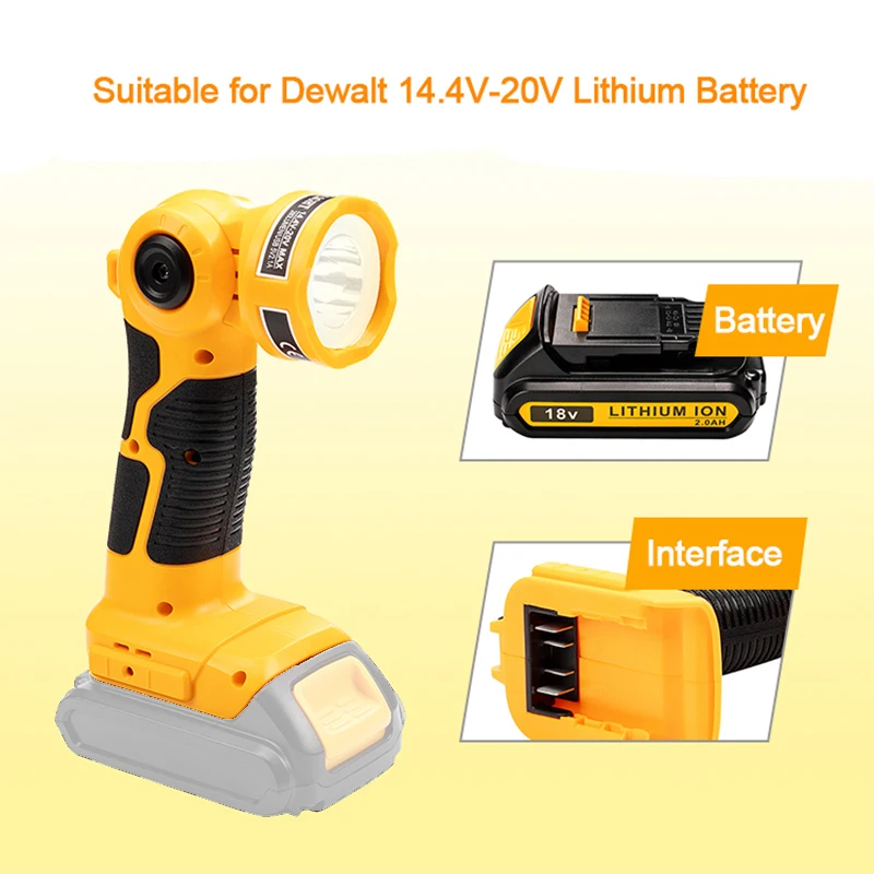 Ersetzen Sie das dewalt 3w/12w Pistolen werkzeug licht für den Innen-und Außenbereich, das für den Dewalt 14,4 V-20V Li-Ionen-Akku dcb182/dcb201/dcb200 verwendet wird