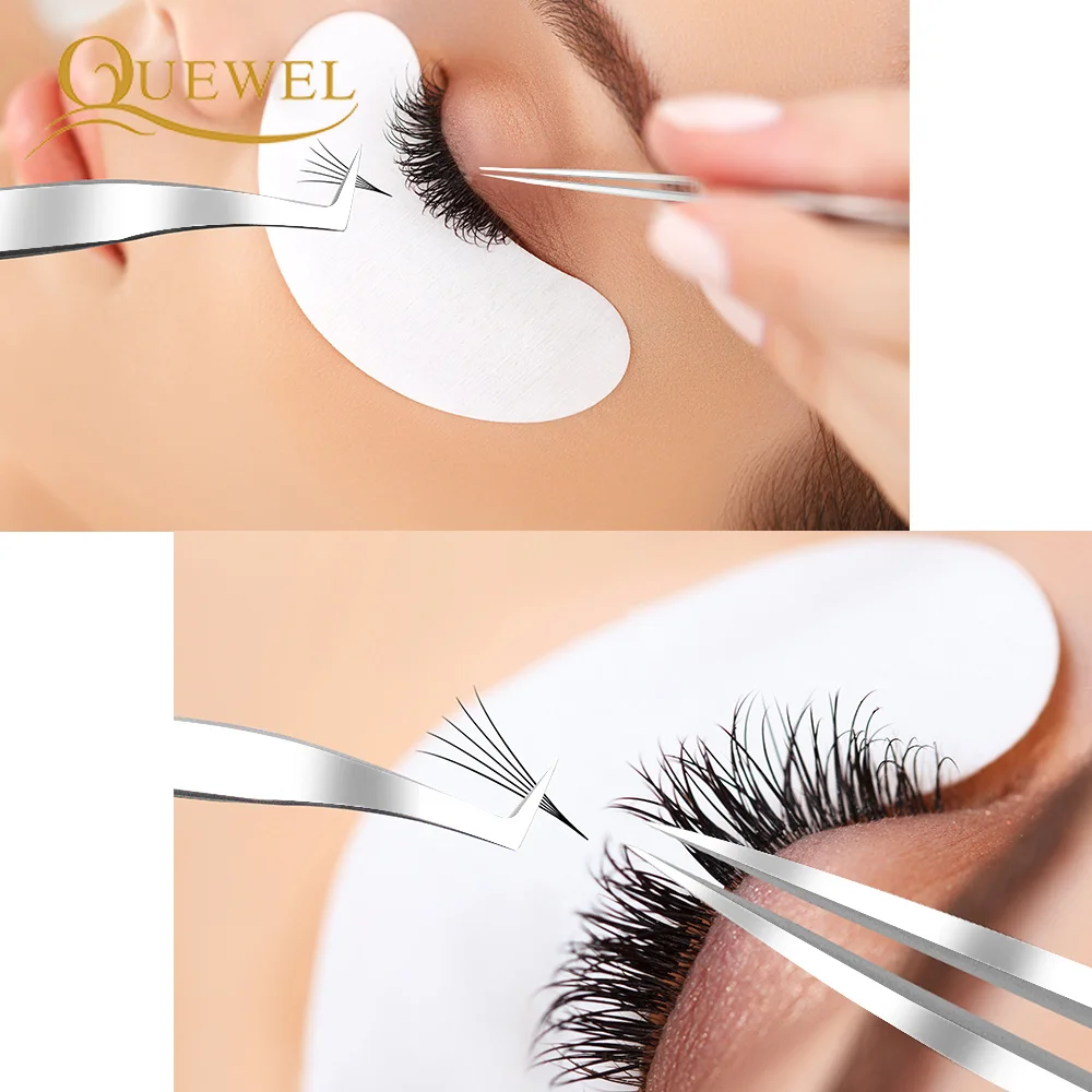 5 Pieces Set Eyelash Tweezer Bright Tweezers Lashes Extension Tweezer Stainless Steel Lash Clip Anti-static Eye Lash Tool Quewel