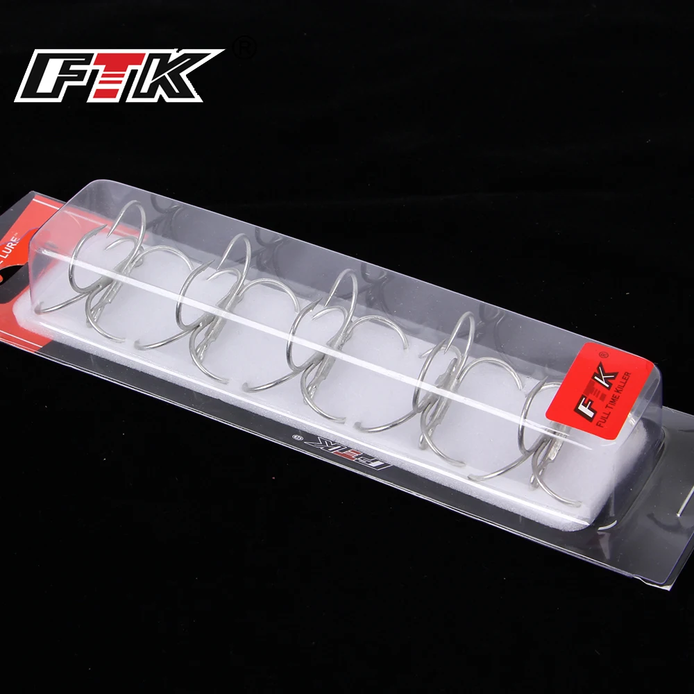 FTK High Carbon Steel Fishing Hook triple Super solid Sharp Barbed Treble Hooks 3/0# 1/0# 1# 2# 4# Fishing Lure Tackle Fishhooks