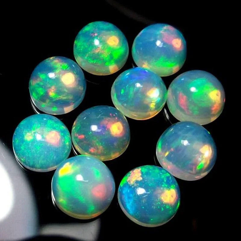 6x6mm Natural Ethiopian Opal Round Cabochon Loose Gemstones