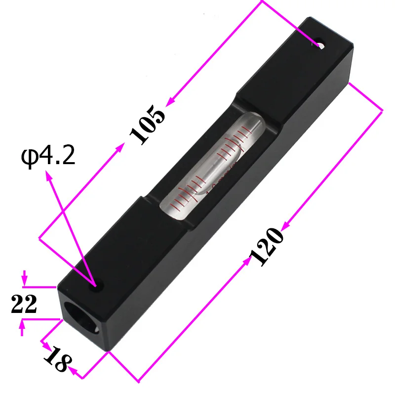 120mm Aluminum Alloy Portable Bar Spirit Level Bubble with Glass Vial Ampules Accuracy 0.6 0.3 1.0 Available