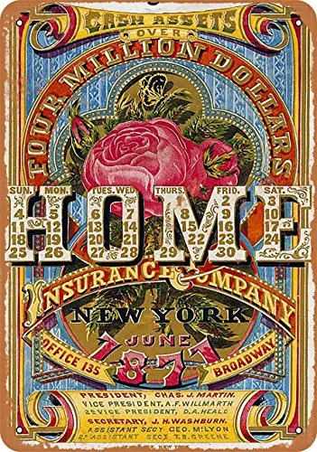 Metal Sign - 1871 Home Insurance Company - Vintage Look Wall Decor for Cafe beer Bar Decoration Crafts