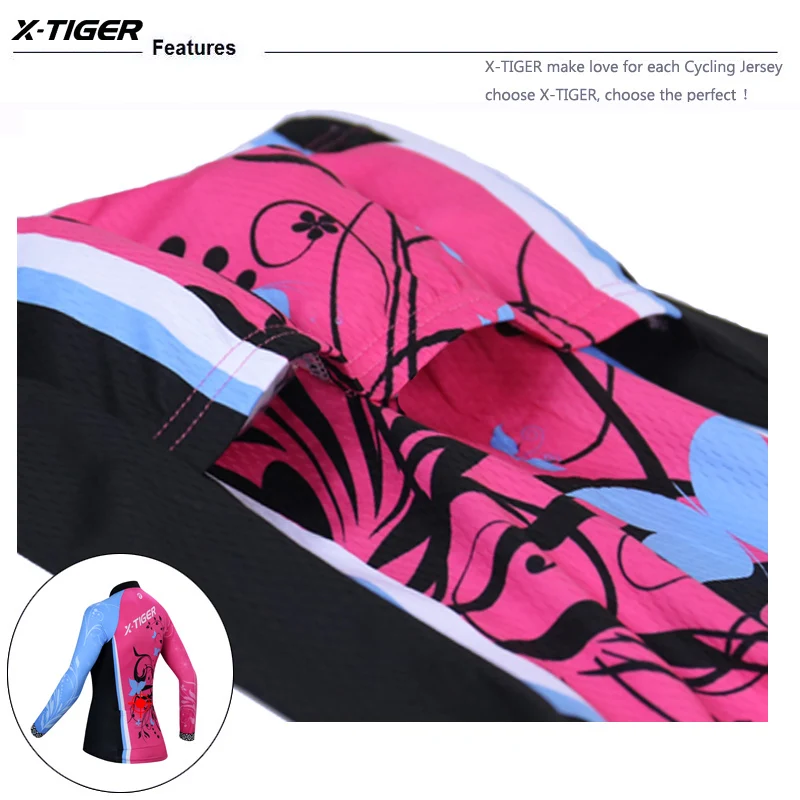 X-Tiger Women Winter Pro Cycling Jersey Fleece Thermal Cycling Bike Wear Keep Warm Cycling MTB Bicycle Clothing Ropa De Ciclismo