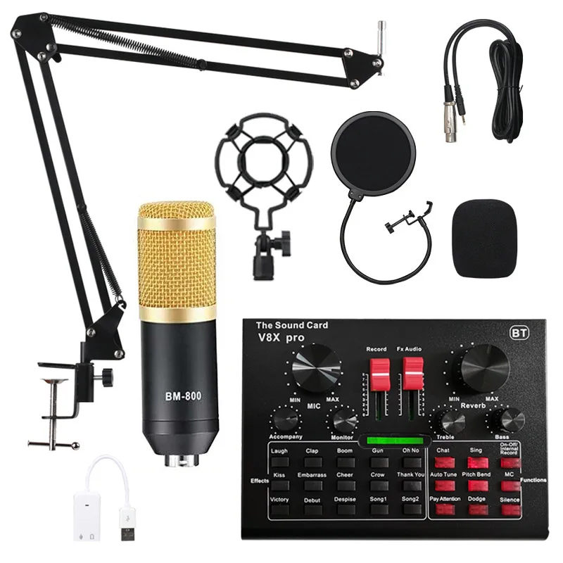 Professional Microfone BM 800 Karaoke Microphone Condenser Microphone Kits Bundle Microphone for Computer Studio Recording