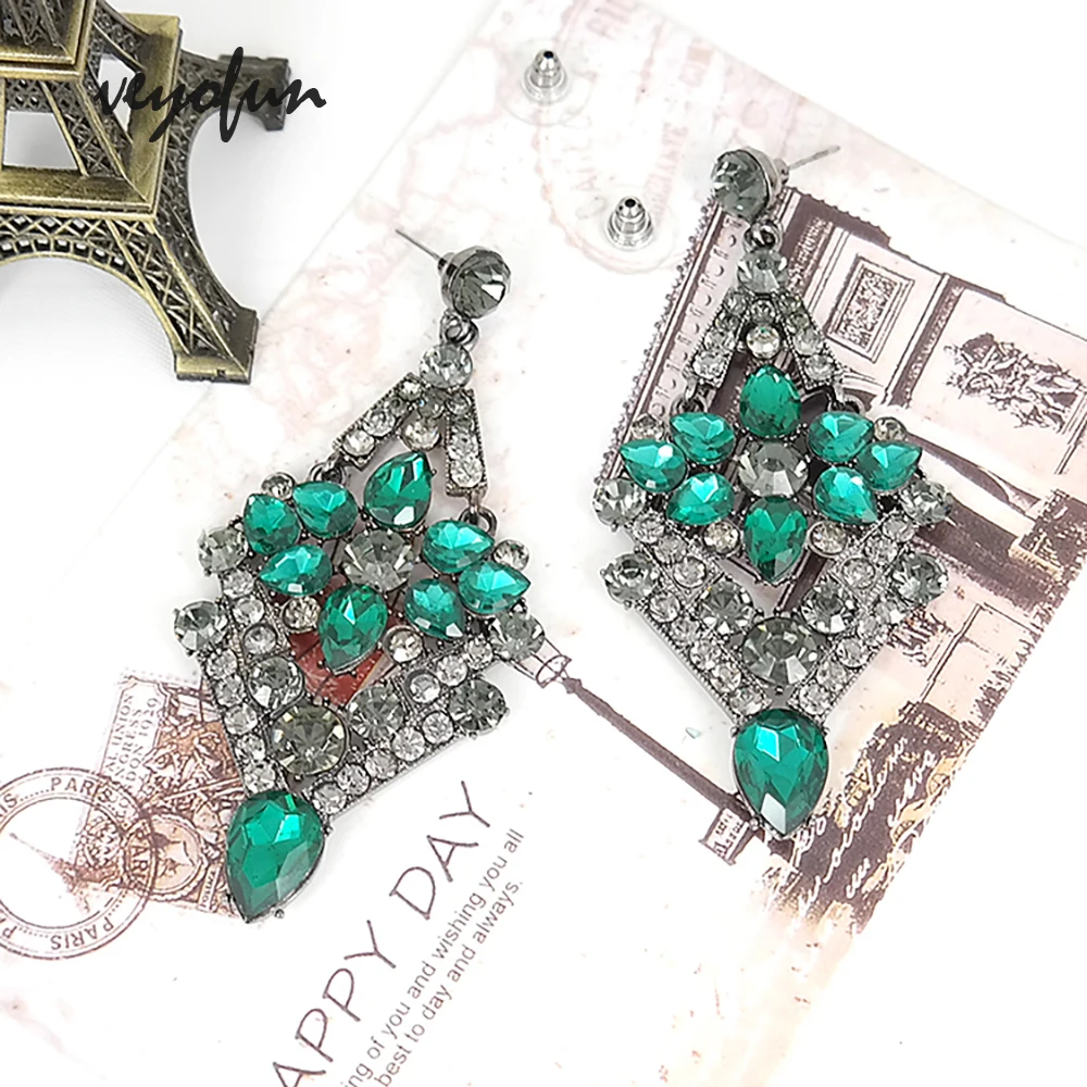 Veyofun Hyperbole Crystal Rhinestone Drop Earrings Bridal Dangle Big Earrings Fashion Jewelry for Women Gift New Wholesale