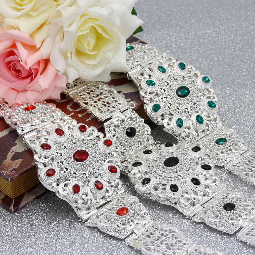 Sunspicems Crystal Moroccan Belt For Women Gold Silver Color Arabic Bridal Wedding Jewelry Algeria Dress Waist Chain Adjustable
