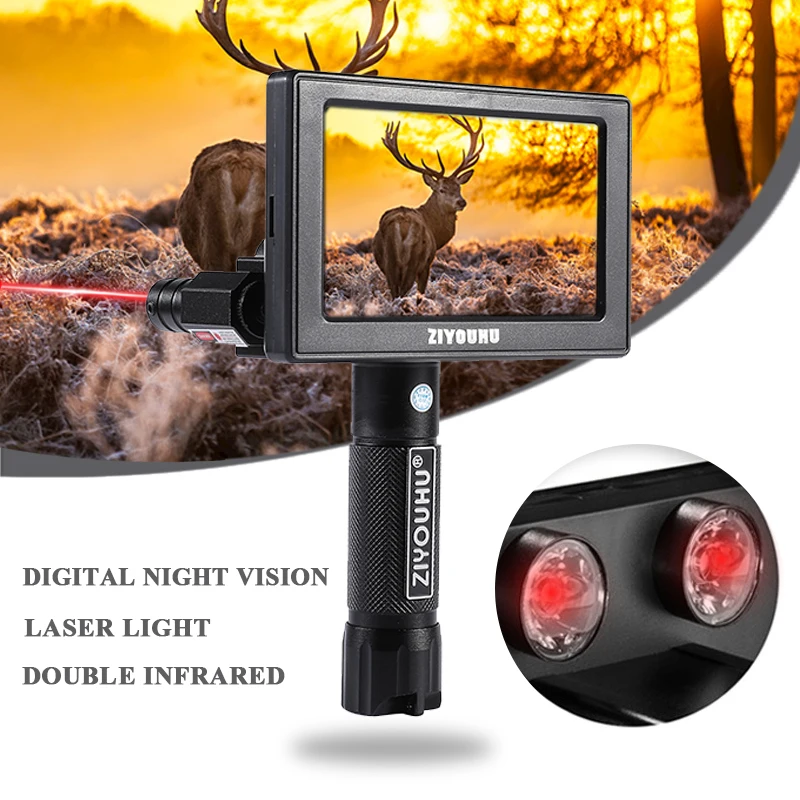 HD Night Vision Device Clear Image Double Infared IR Long Range in Full Darkness Night Viewer Laser Red Dot Sight Scope Mounted