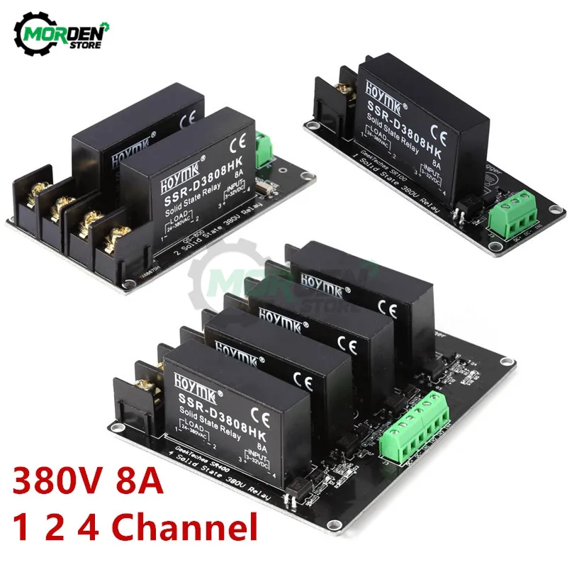 380V 1CH 2C 4CH SSR Board 8A Solid State Relay Module High Low Level H-L Trigger Board D3808 Switch Controller for Arduino