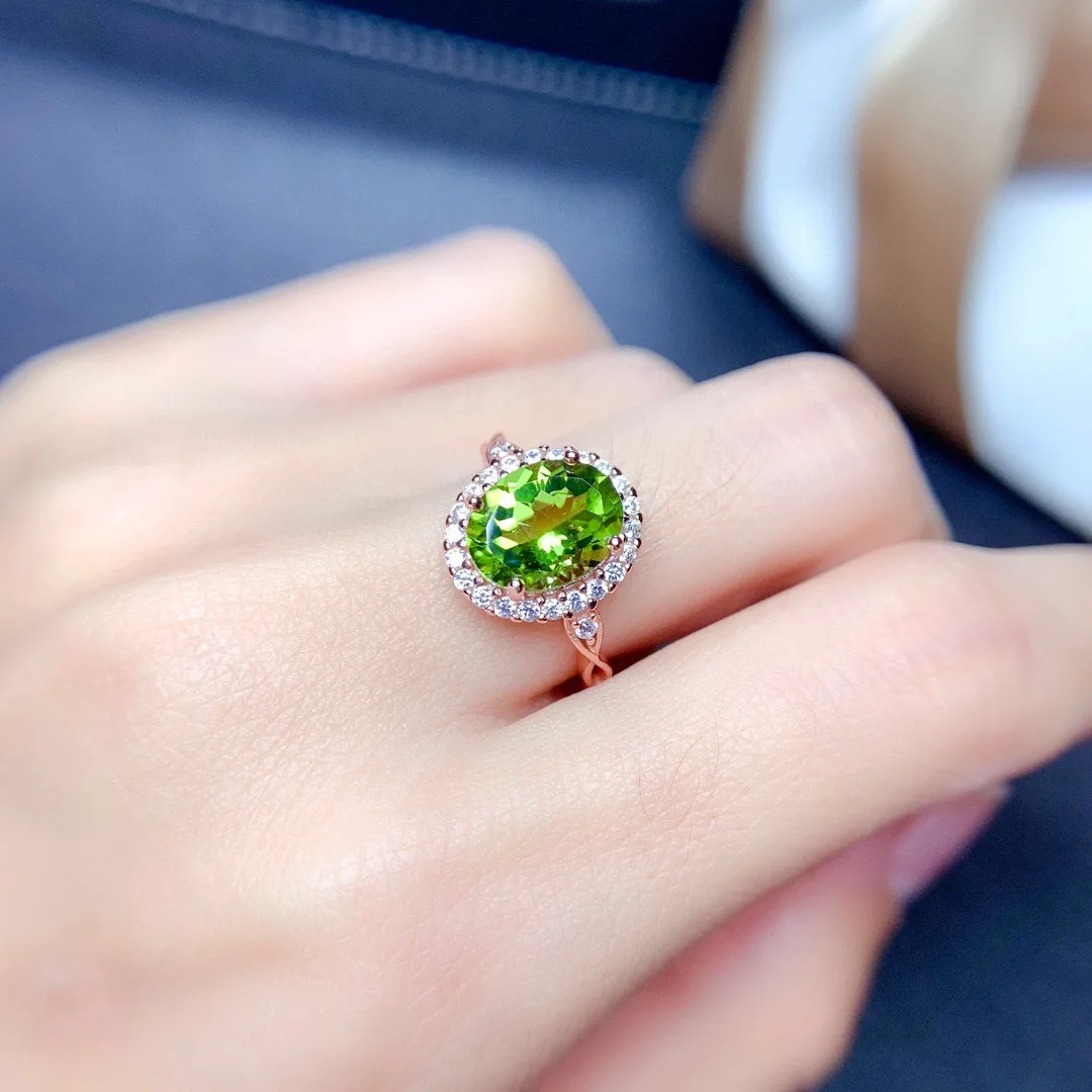 Fashion Vintage Peridot Rose Gold Color Ring Women Wedding Zircon Ring Olive Green Stone Luxury Ring Fine Jewelry Gifts