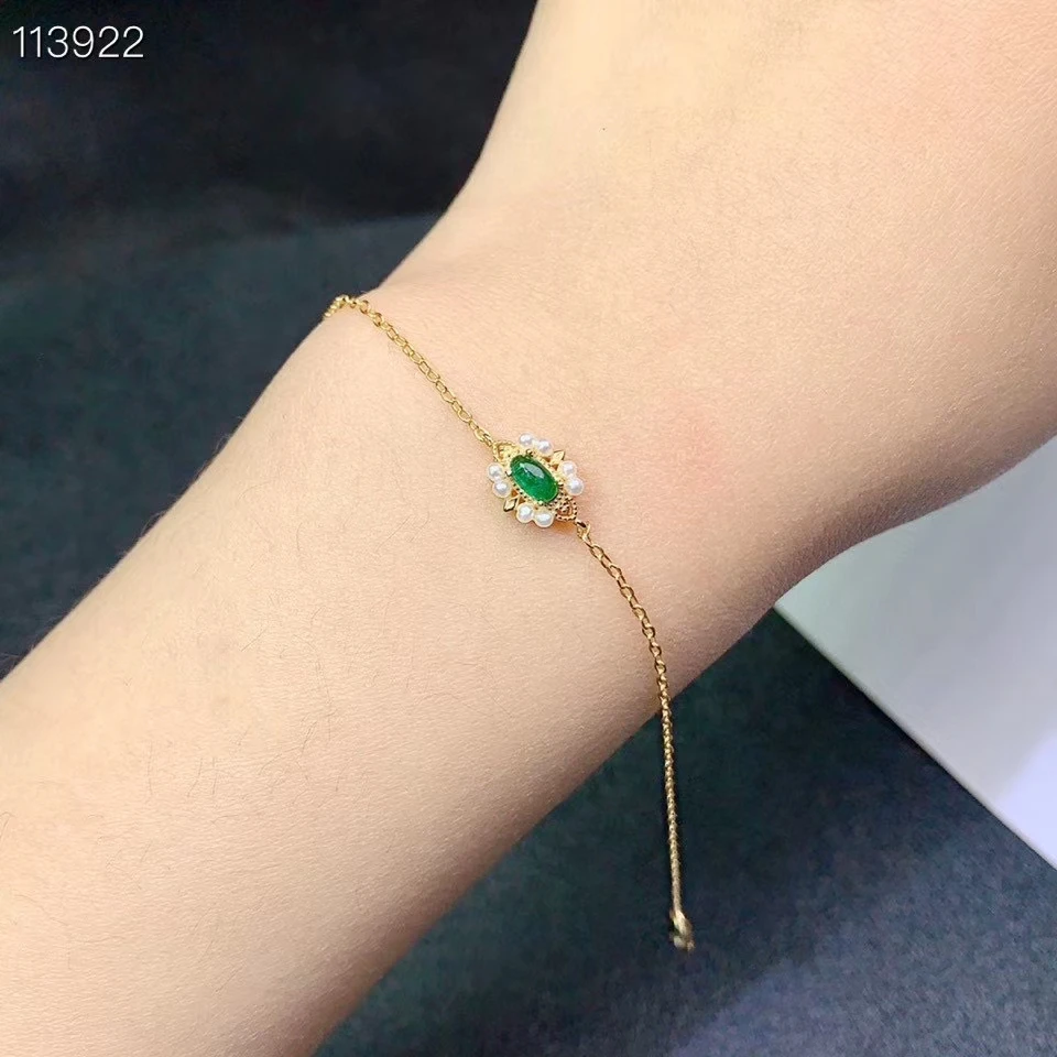 KJJEAXCMY Fine Jewelry 925 Sterling Silver inlaid gemstone Emerald women's hand bracelet fashion support test hot selling