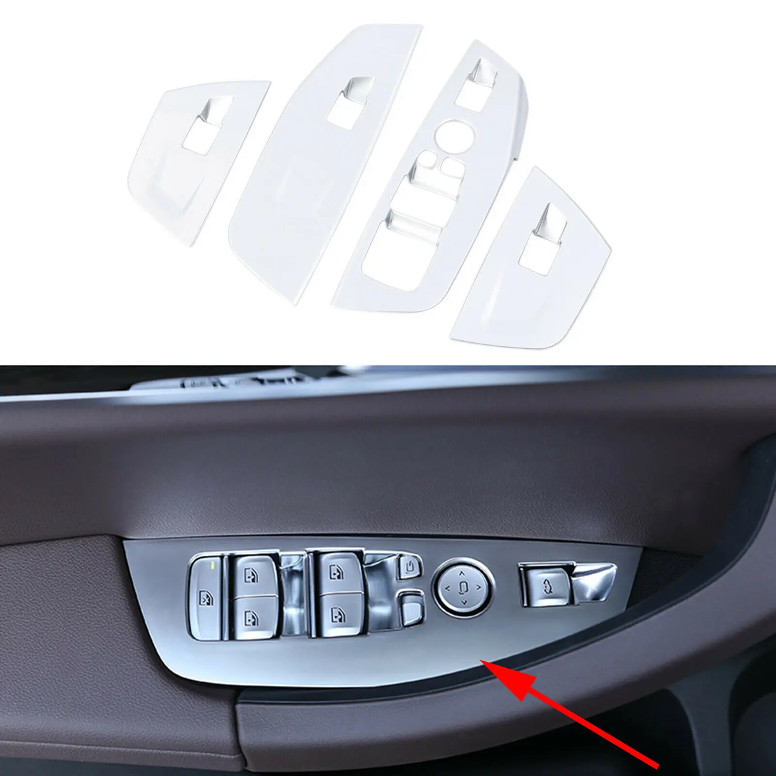 

Car Chrome Interior Door Armrest Window Lift Switch Trim Cover For BMW X3 2018 2019 2020 2021 Accessories Decoration