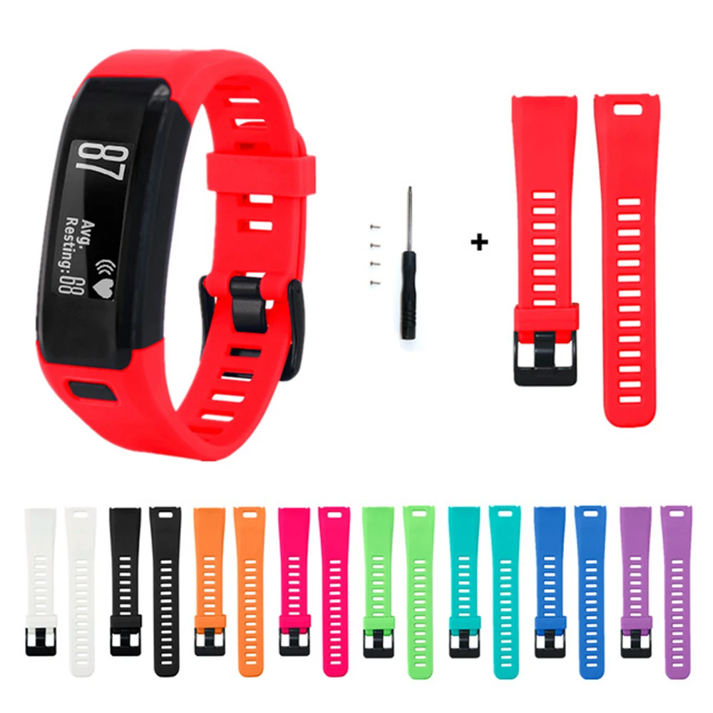 Pulseira de relógio garmin vivosmart hr, correia de borracha de silicone para substituição de pulseira esportiva, pulseira de relógio com ferramentas