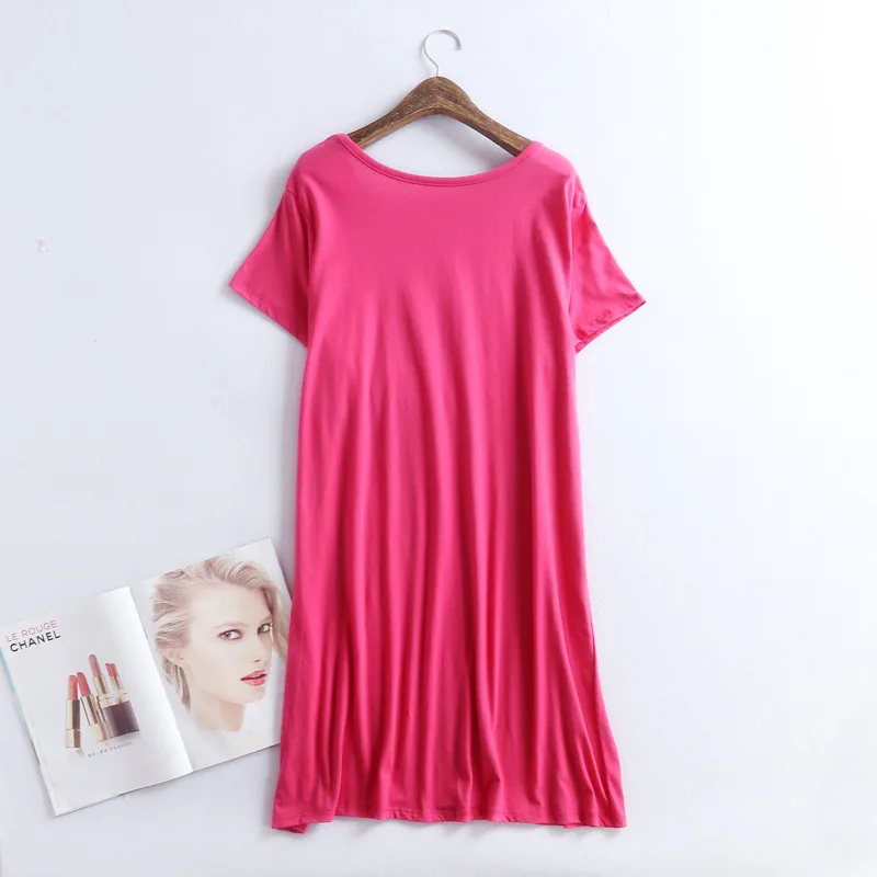 2024 Summer Female Casual Loose Night dress Ladies Soft Cotton Nightgown Women Short Sleeve Round Collar Sleepshirt Plus Size