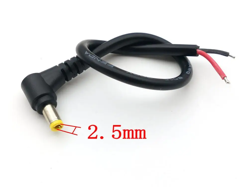 

100pcs 2.5mm x 5.5mm DC Power Right angle Male Plug 18AWG CABLE 26cm